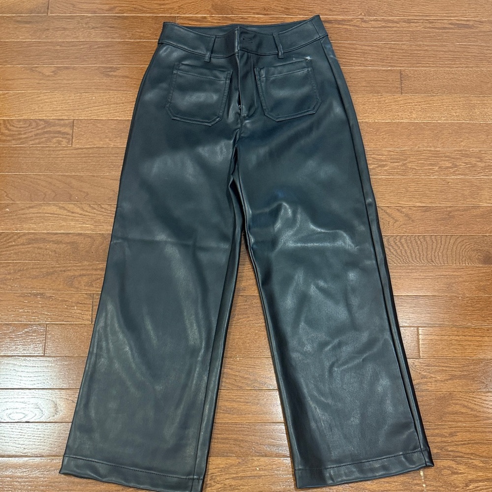 LOFT Black Faux Leather Trousers